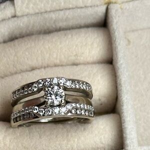 14k Diamond engagement ring and wedding band (NOT LAB GROWN)